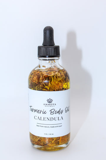 Turmeric Skin Brightening Body Oil: With Rose, Calendula, or Lavender