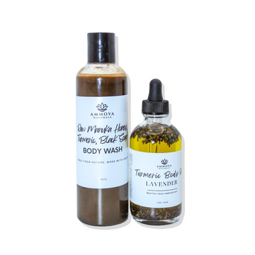 Black Soap Body Wash and Infused Body Oil Set